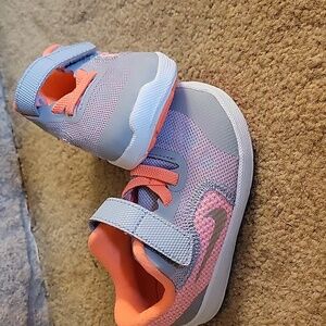 Nike Revolution 4 TD Toddler Gray Orange Hook and Loop Sneakers Shoes - Size 5C